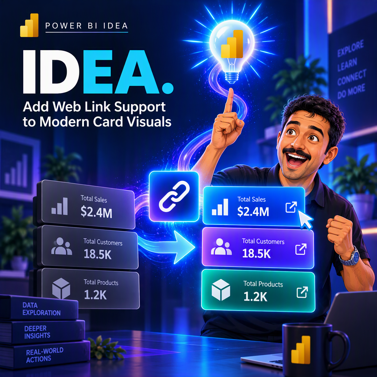 Modern card visuals should support clickable links